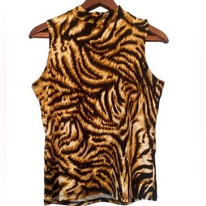 Olivia Rae Animal Print High Neck Sleeveless Top